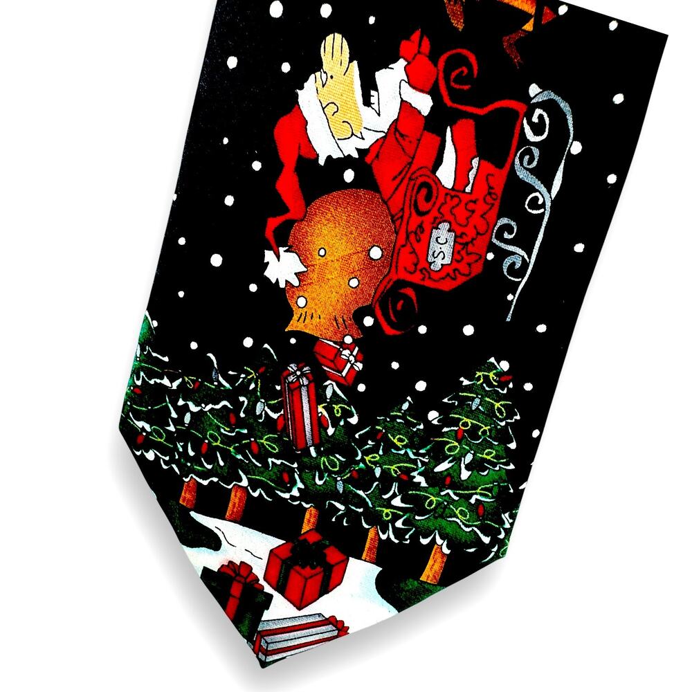 Vintage Christmas Tie Santa Reindeer Snow Hallmark Yule Holiday - Picture 9 of 10